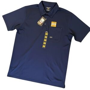 Ariat Navy Blue Rebar Fireman Men's Short Sleeve Polo Shirt XLT Extra Large Tall